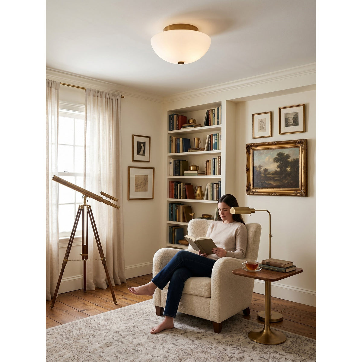 Rivirelle-kuppelformet flush-loftslampe