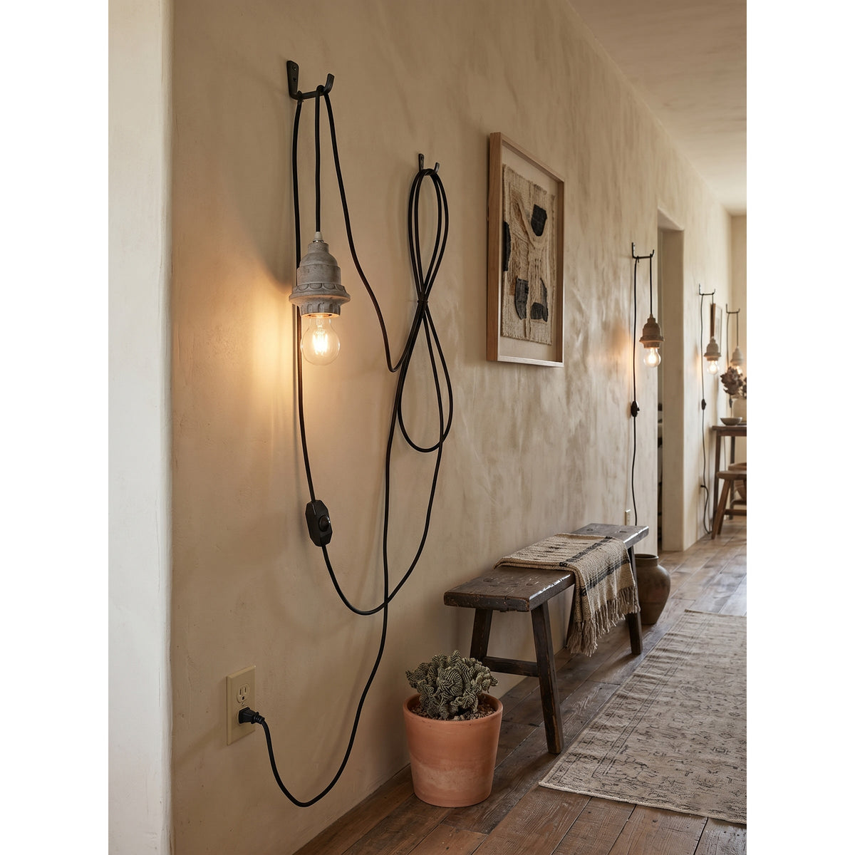 Silvares trälampa med sladd
