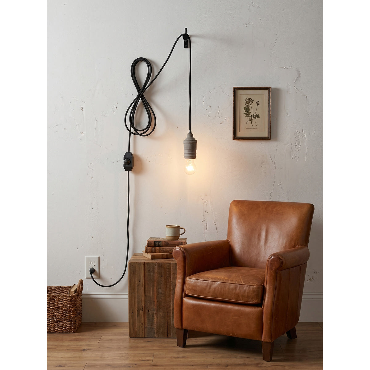 Silvares trälampa med sladd