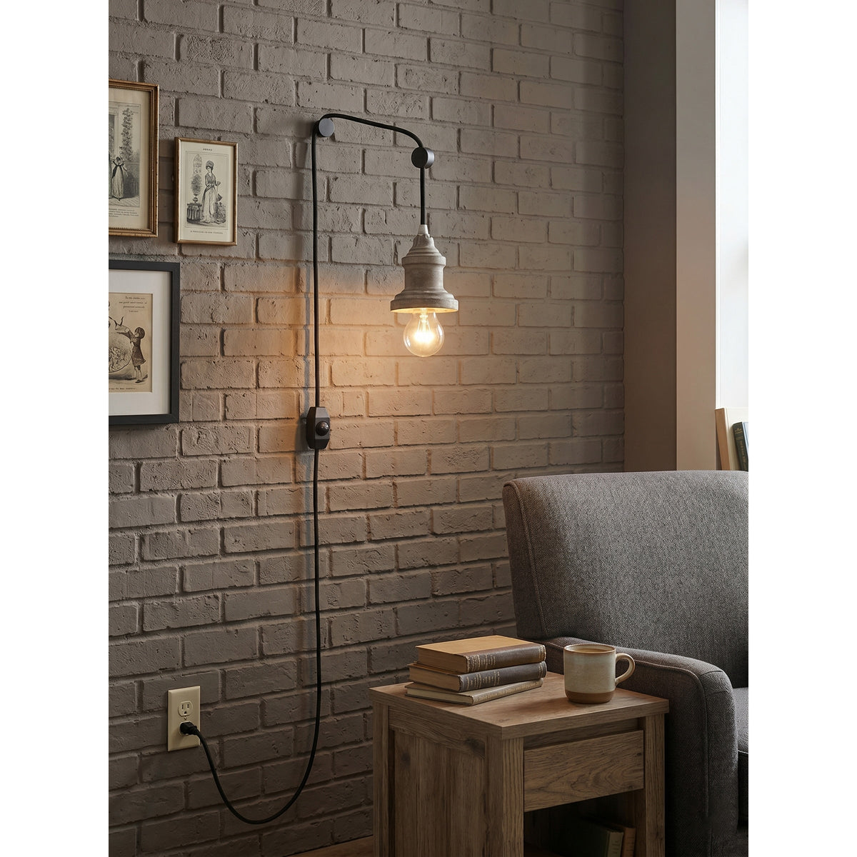 Silvares trälampa med sladd