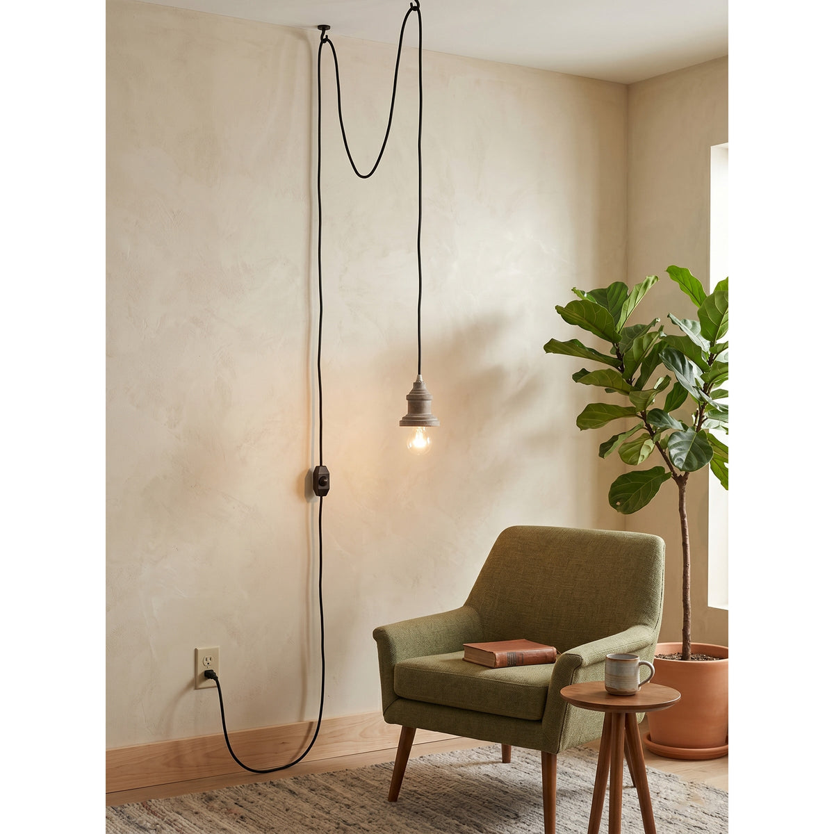 Silvares trälampa med sladd