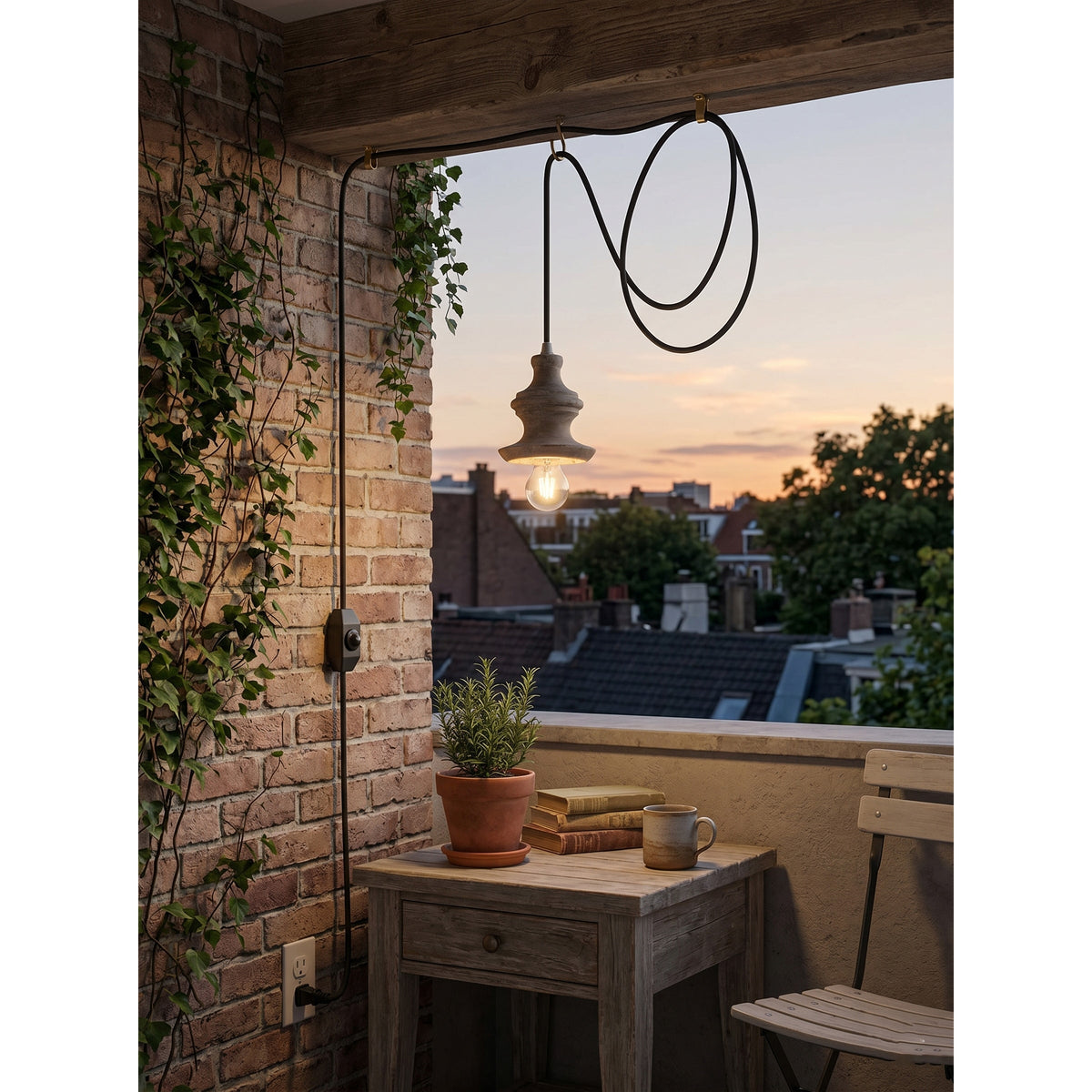 Vornel-trælampe med ledning
