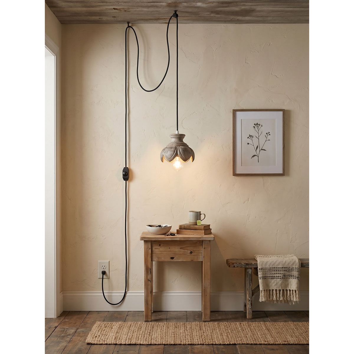 Vornel-trælampe med ledning