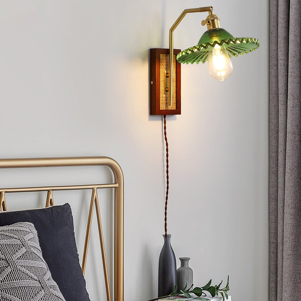 Brix Premium Nordic Art-væglampe i glas og bambus