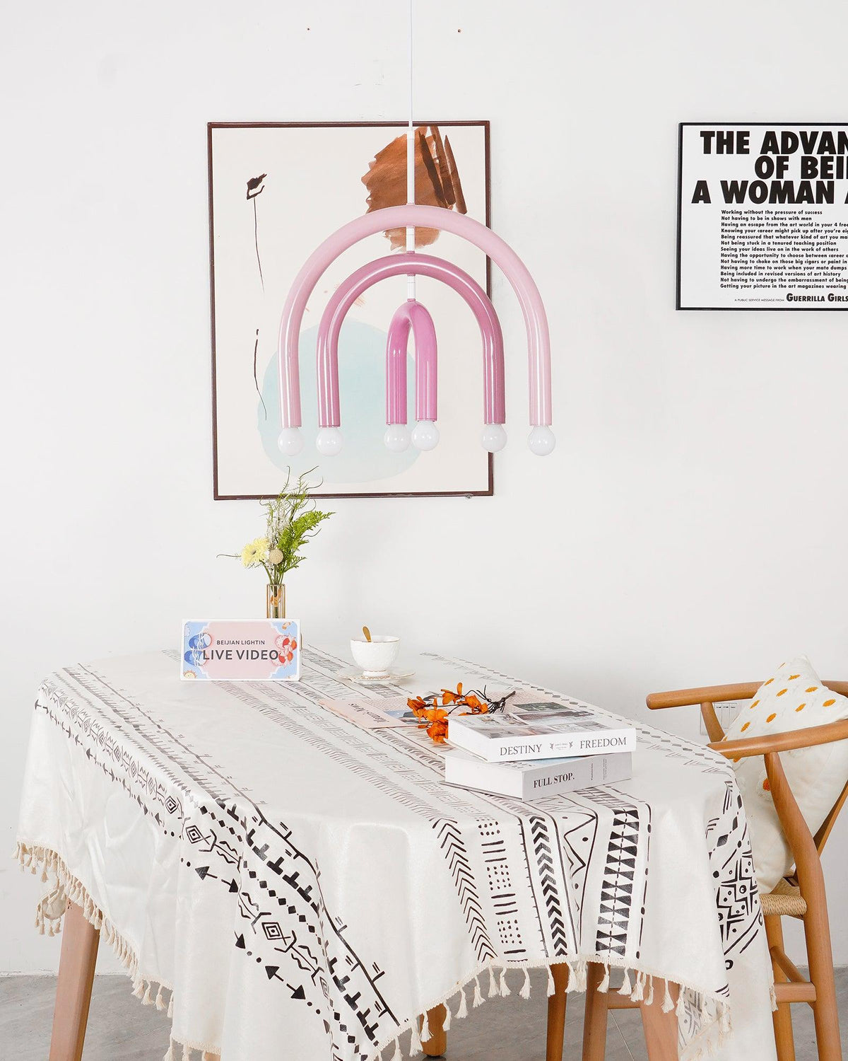 Candeeiro suspenso Rainbow moderno em metal, arqueado, para a sala de estar e de jantar