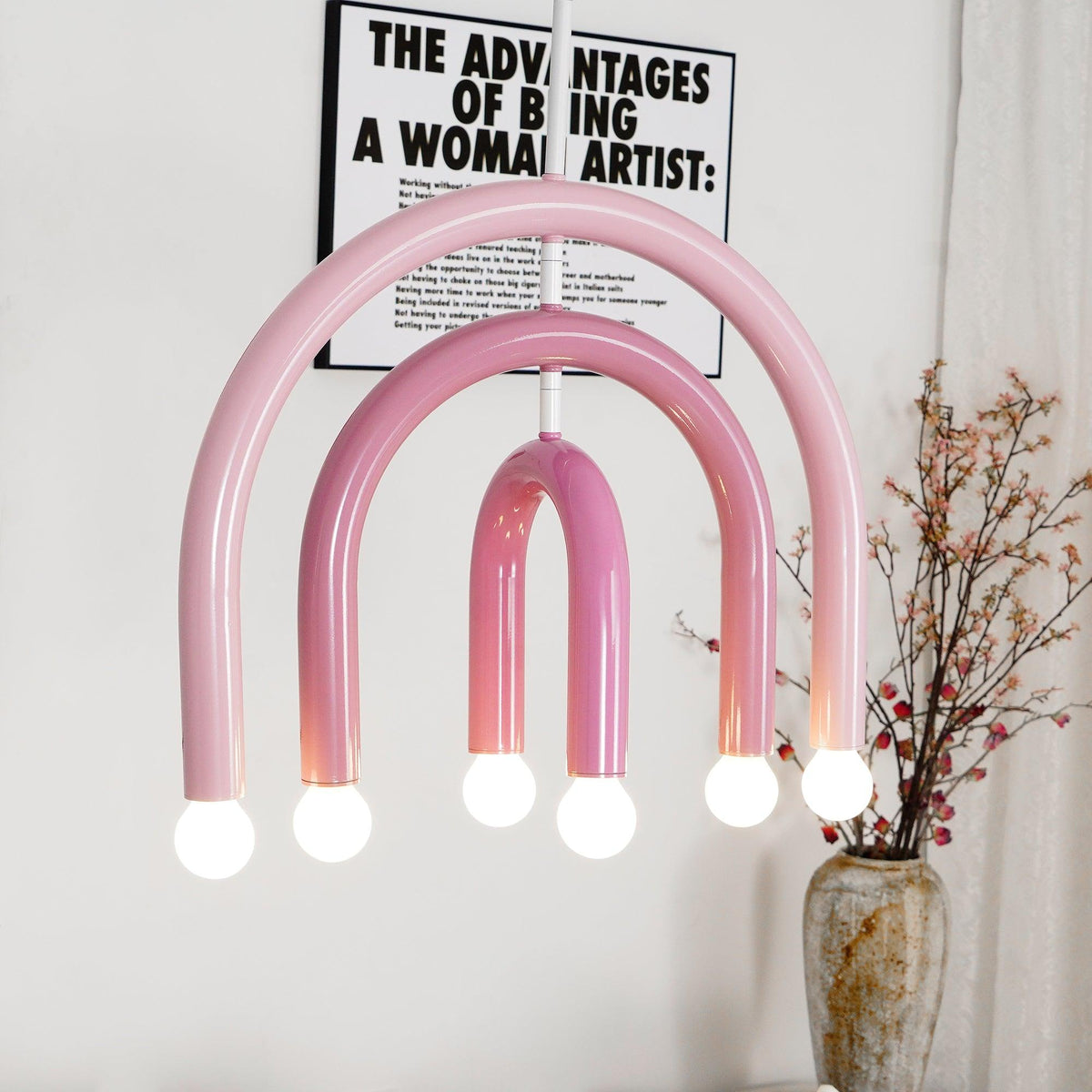 Candeeiro suspenso Rainbow moderno em metal, arqueado, para a sala de estar e de jantar
