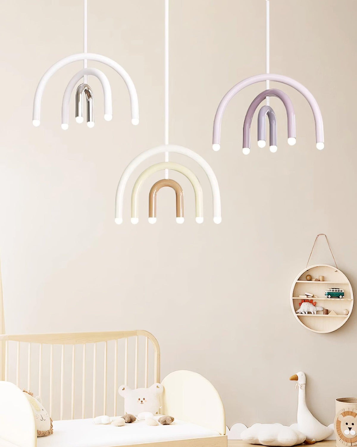 Candeeiro suspenso Rainbow moderno em metal, arqueado, para a sala de estar e de jantar
