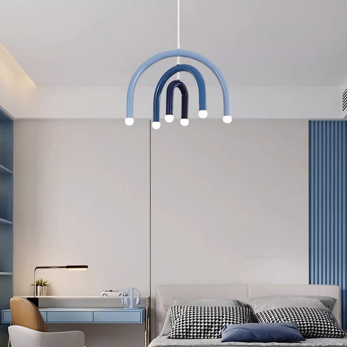 Candeeiro suspenso Rainbow moderno em metal, arqueado, para a sala de estar e de jantar