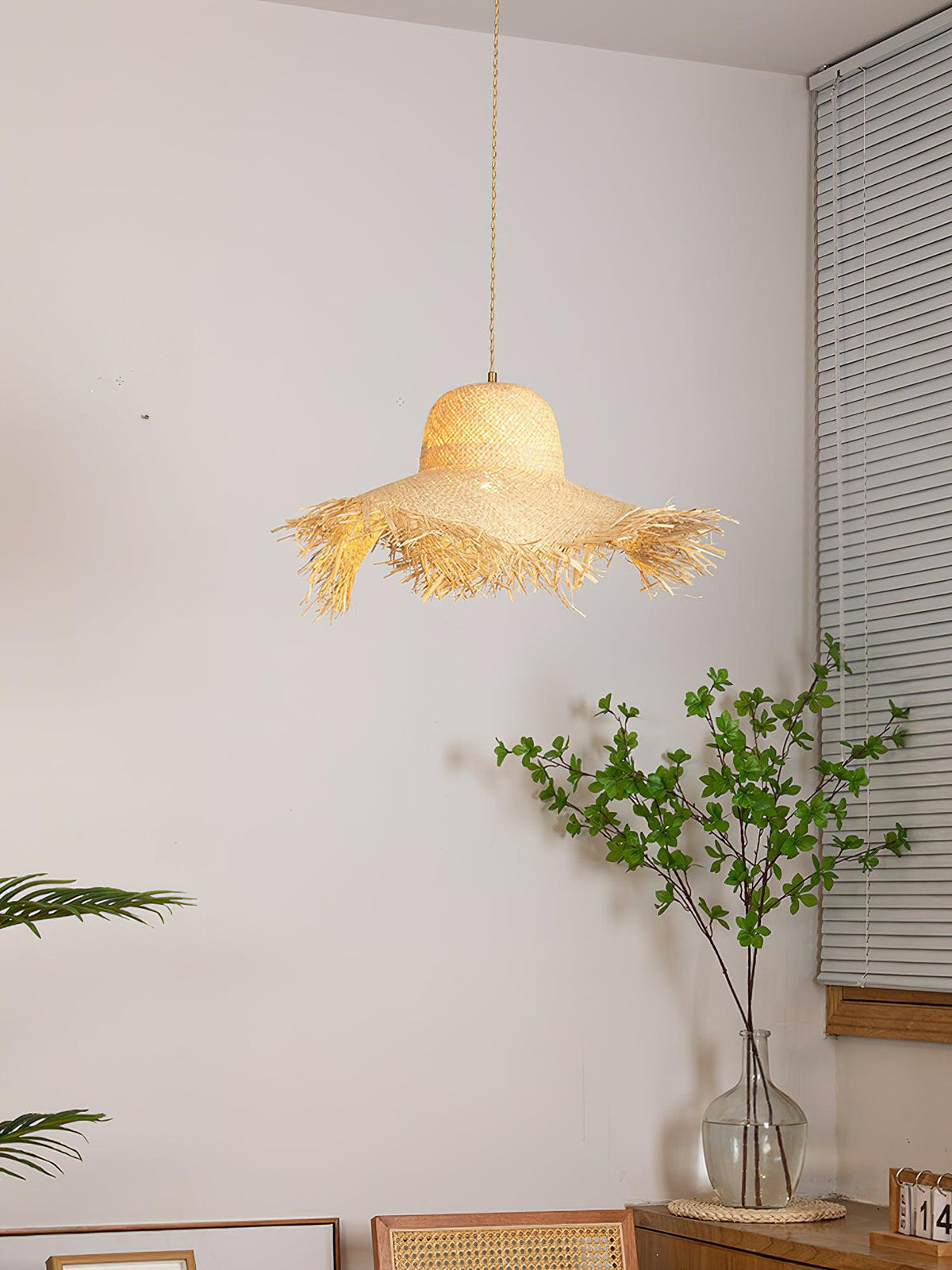Vocan vintage pendellampe i rattan