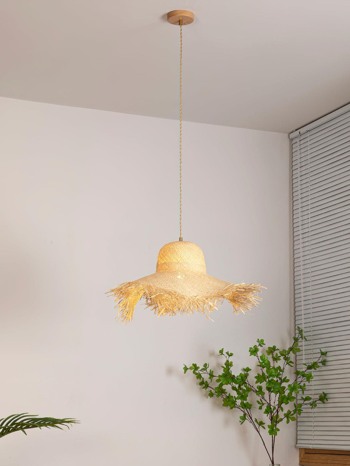 Vocan vintage pendellampe i rattan