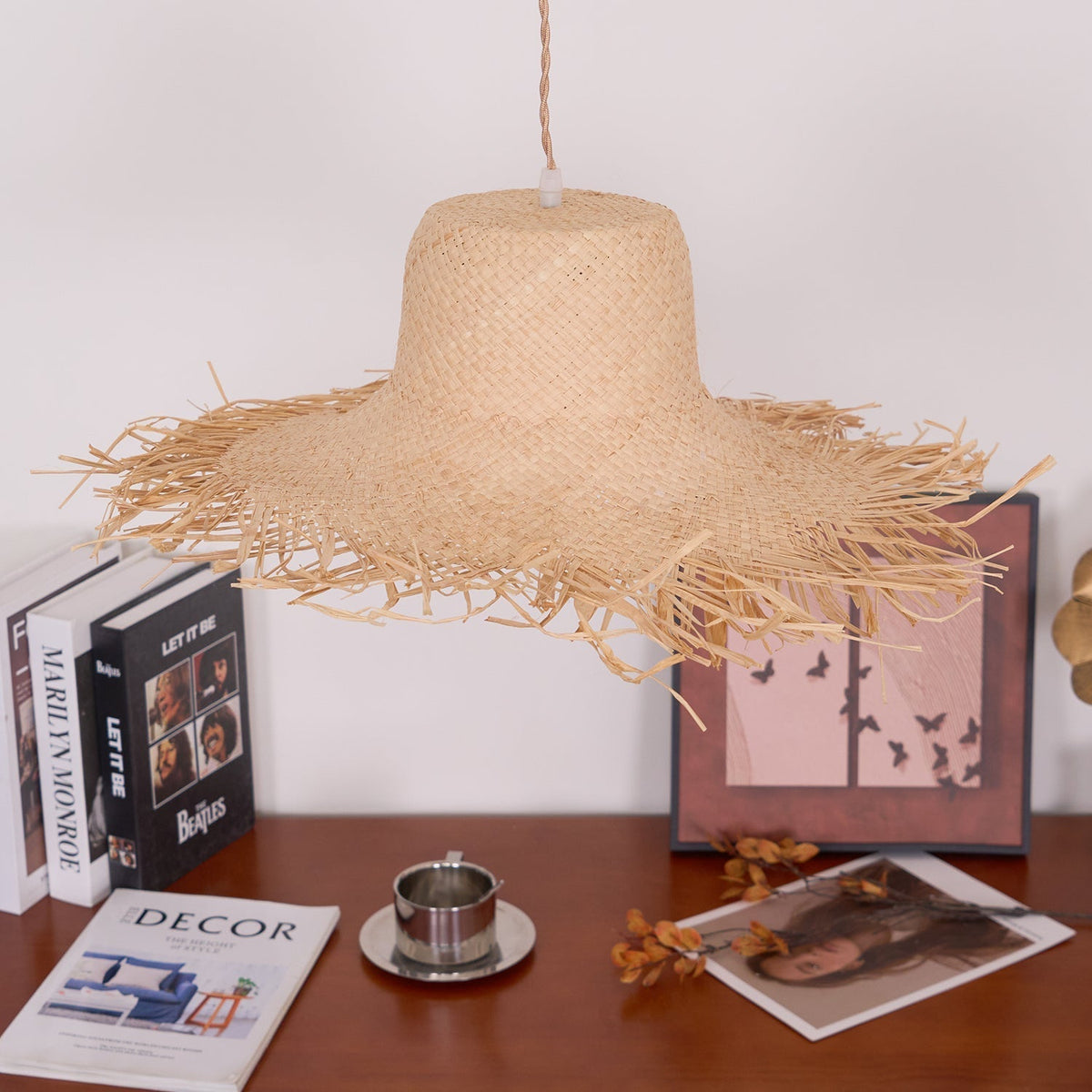 Vocan vintage pendellampe i rattan