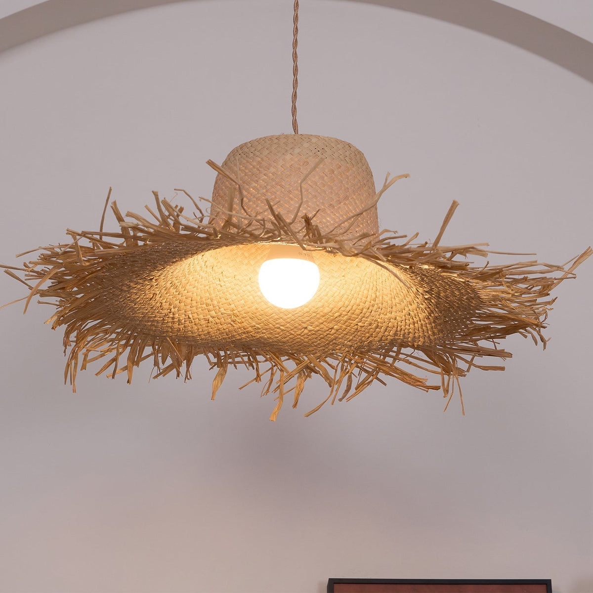 Vocan vintage pendellampe i rattan