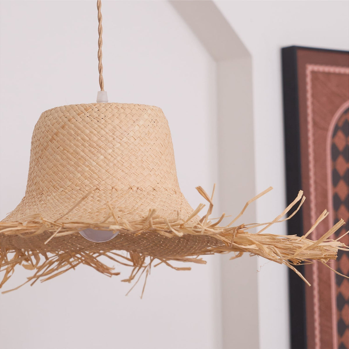 Vocan vintage pendellampe i rattan