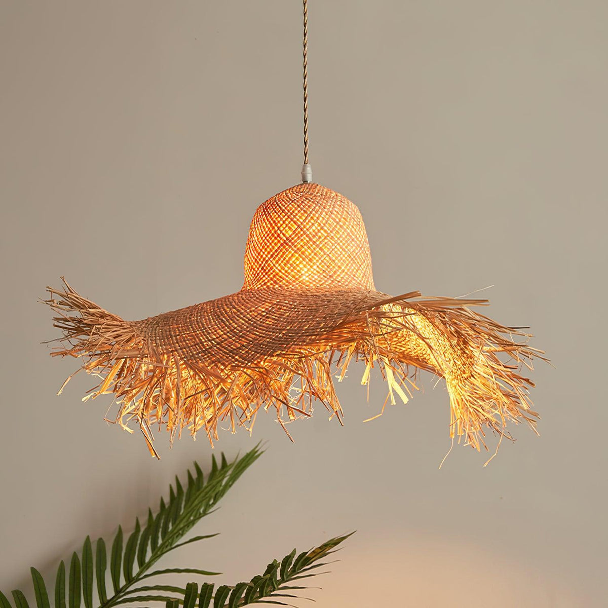 Vocan vintage pendellampe i rattan
