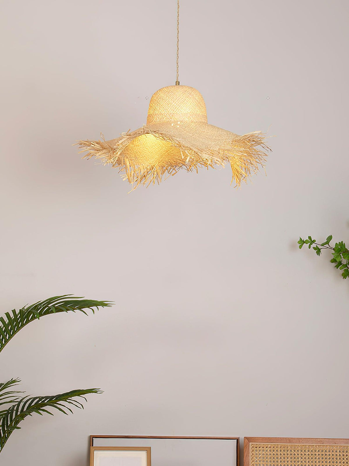 Vocan vintage pendellampe i rattan