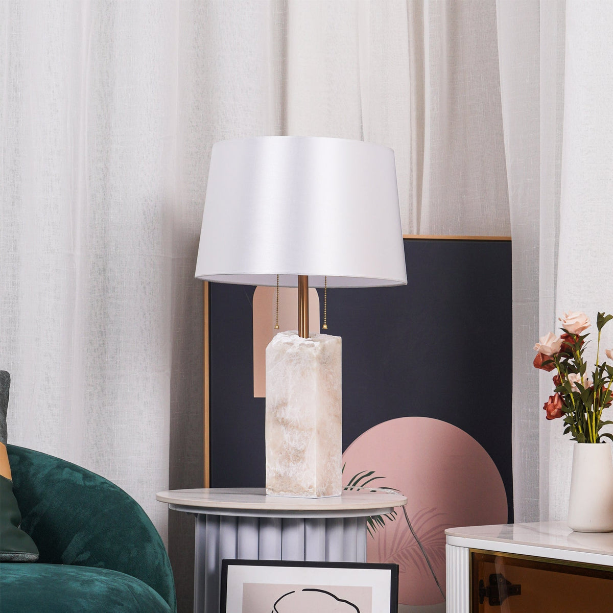 Candeeiro de mesa minimalista em alabastro Gaveth