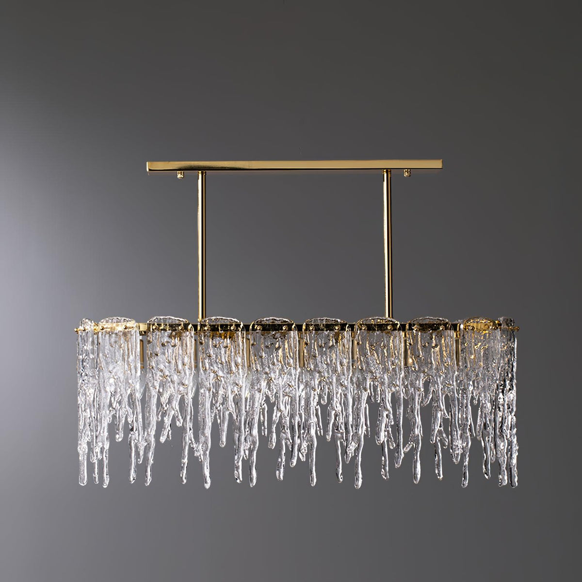 Candelabro de cristal de luxo retangular em forma de estalactite de gelo Cathaa pós-moderno