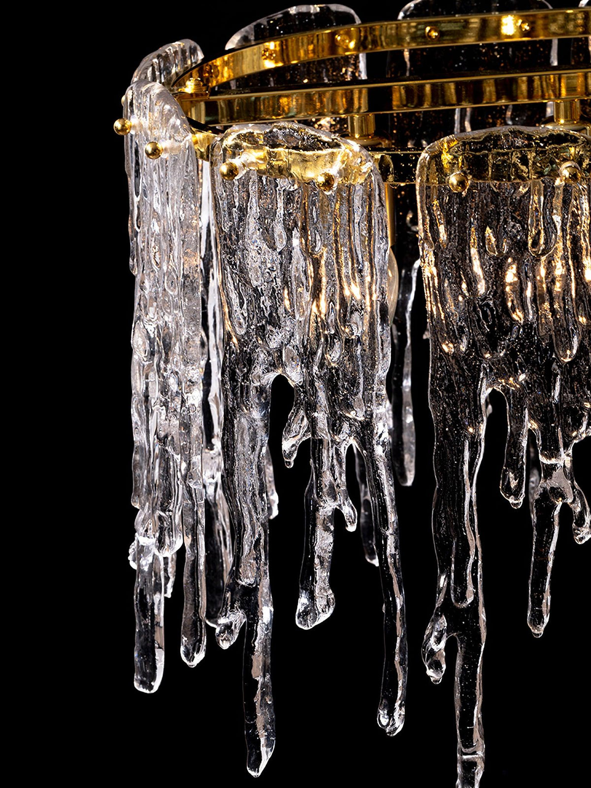 Candelabro de cristal de luxo retangular em forma de estalactite de gelo Cathaa pós-moderno