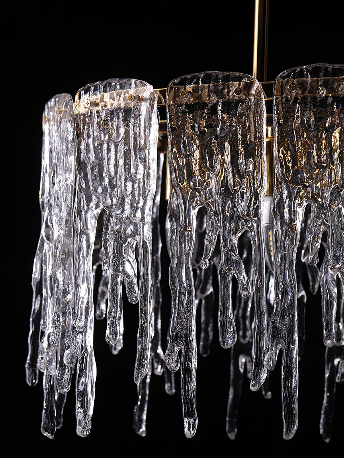 Candelabro de cristal de luxo retangular em forma de estalactite de gelo Cathaa pós-moderno