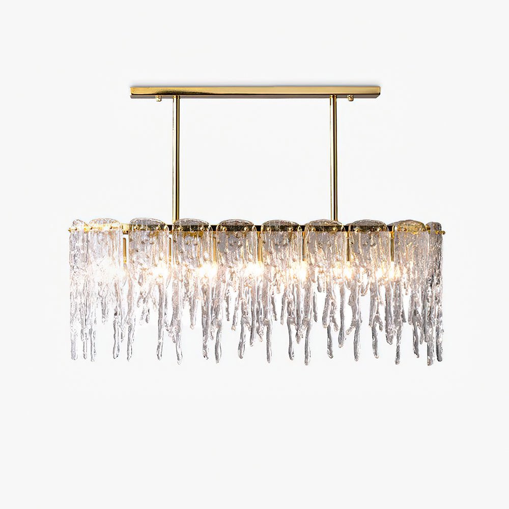 Candelabro de cristal de luxo retangular em forma de estalactite de gelo Cathaa pós-moderno