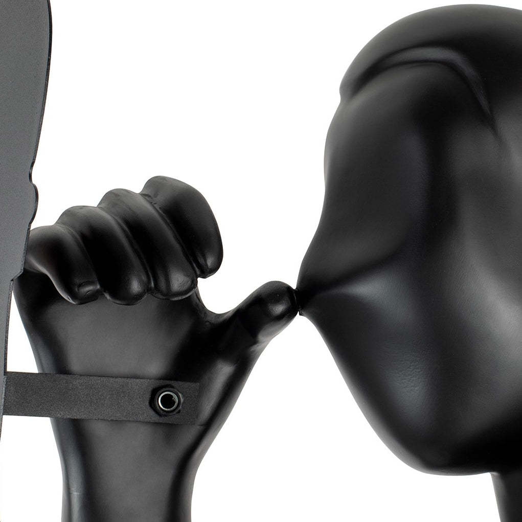 Candeeiro de pé preto escultural com espelho Onoryra