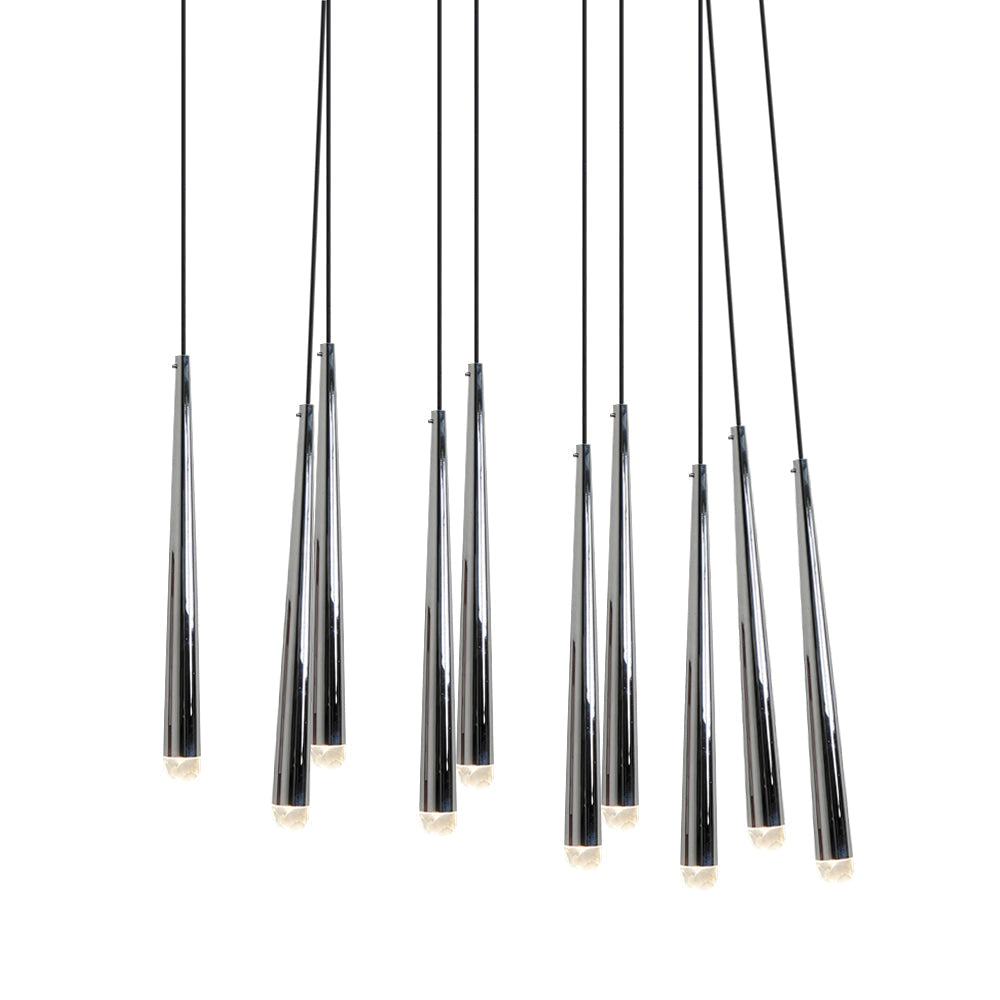 Lysekrone med poleret messing og krystalskærme, minimalistisk