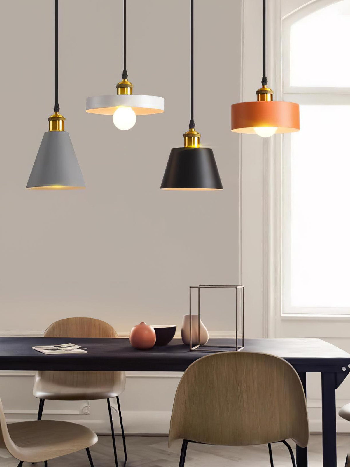 Trio industriel pendellampe i harpiks