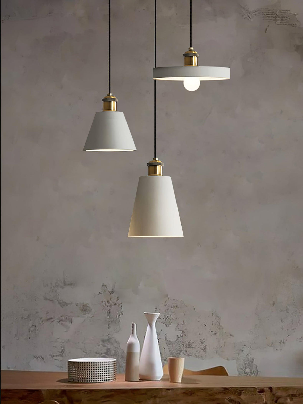 Trio industriel pendellampe i harpiks