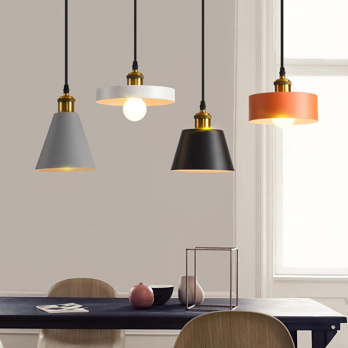 Trio industriel pendellampe i harpiks