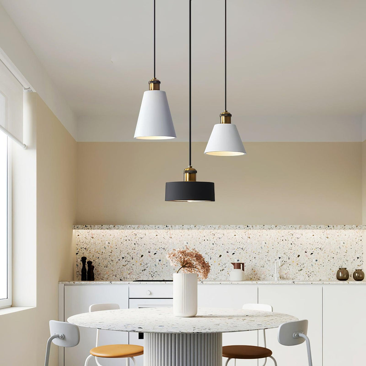 Trio industriel pendellampe i harpiks