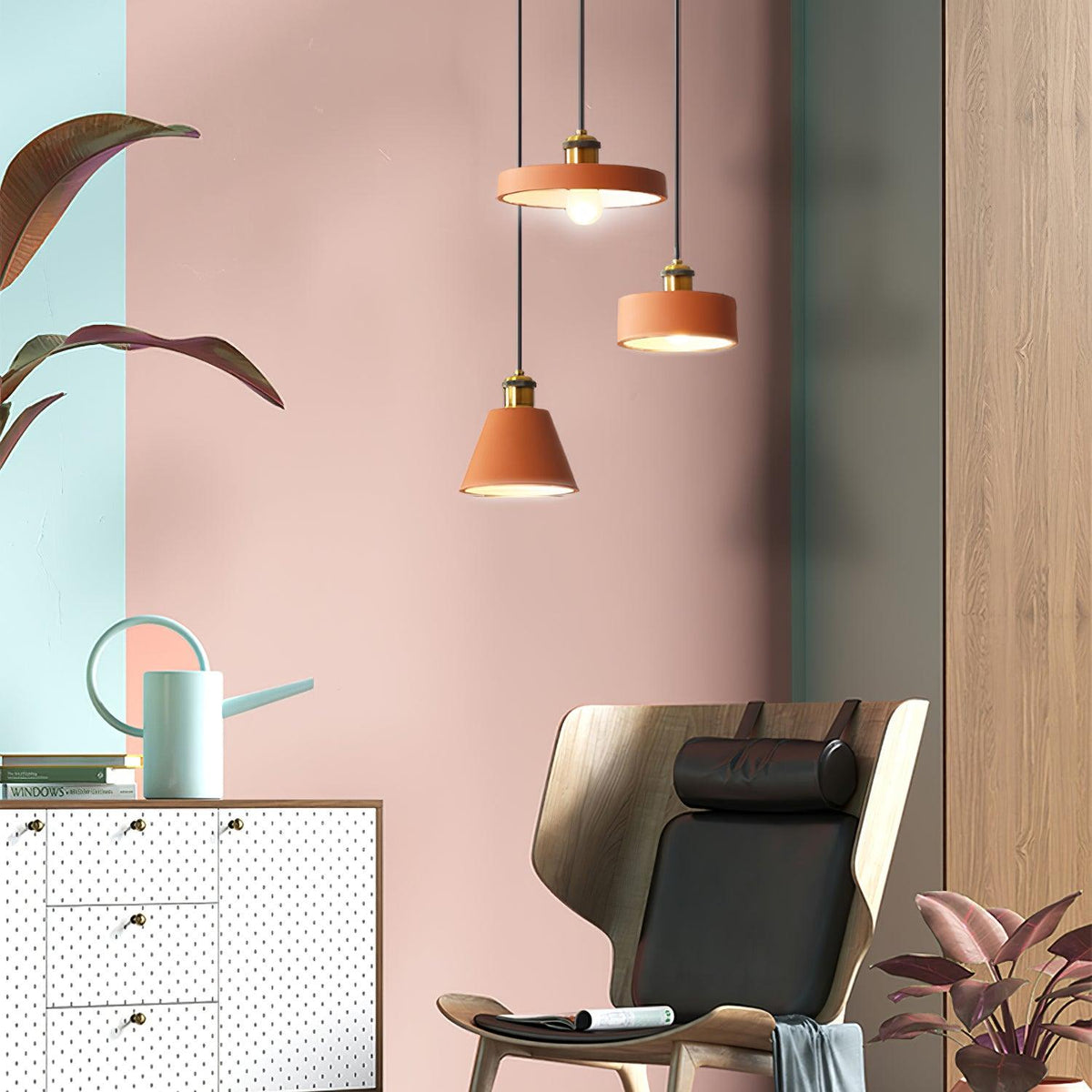 Trio industriel pendellampe i harpiks