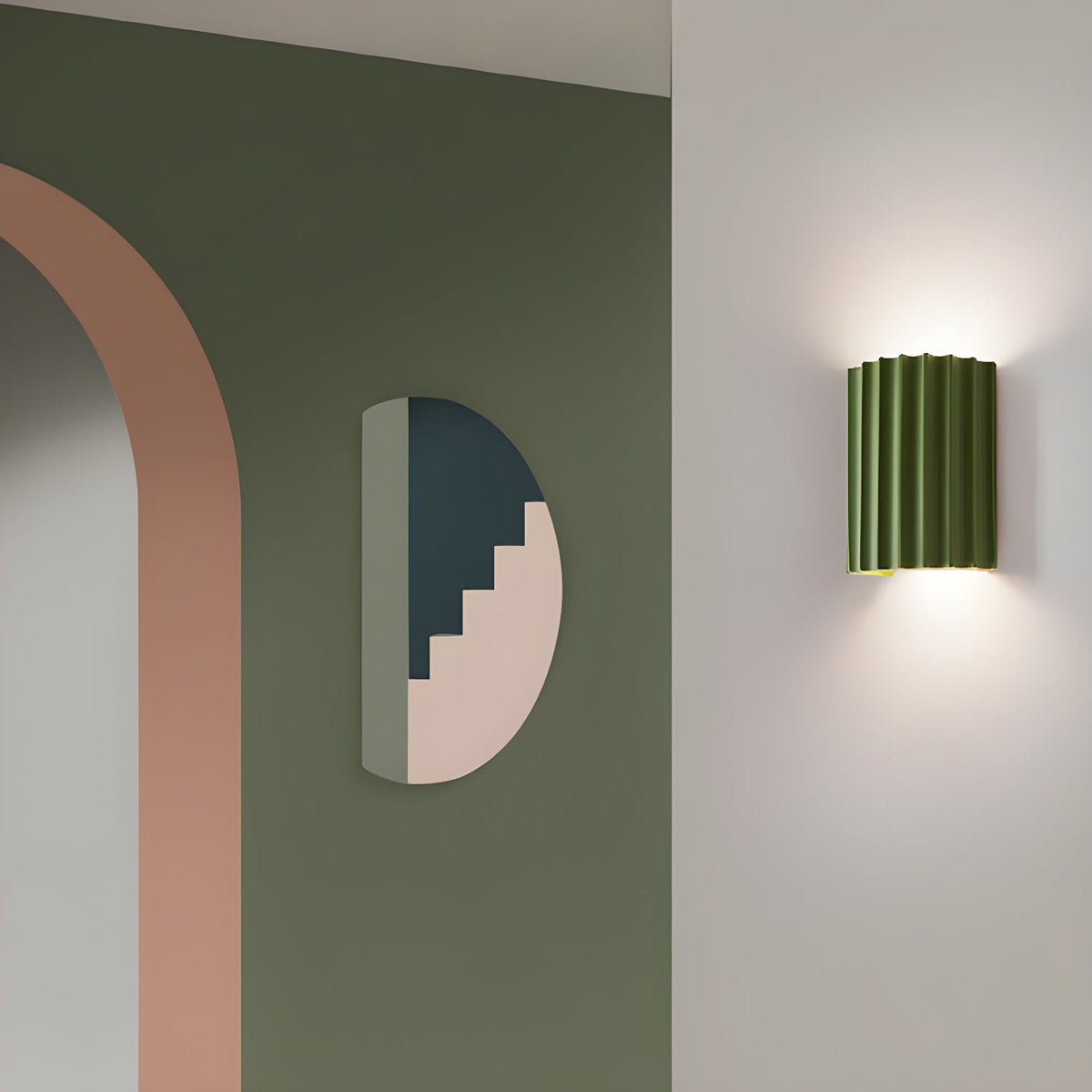 Ivvinen nordisk kunstnerisk ribbet væglampe i resin