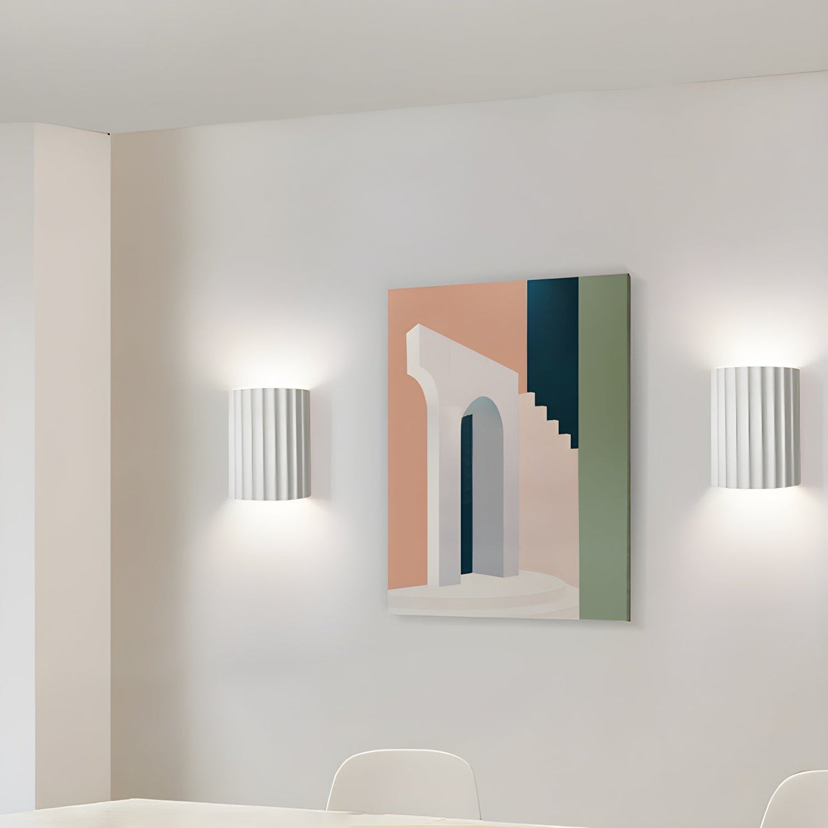 Ivvinen nordisk kunstnerisk ribbet væglampe i resin