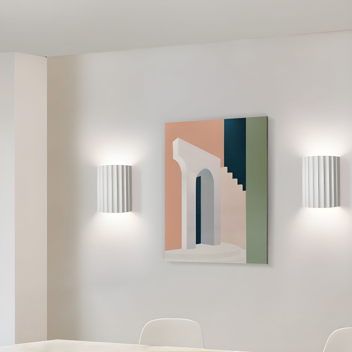 Ivvinen nordisk kunstnerisk ribbet væglampe i resin