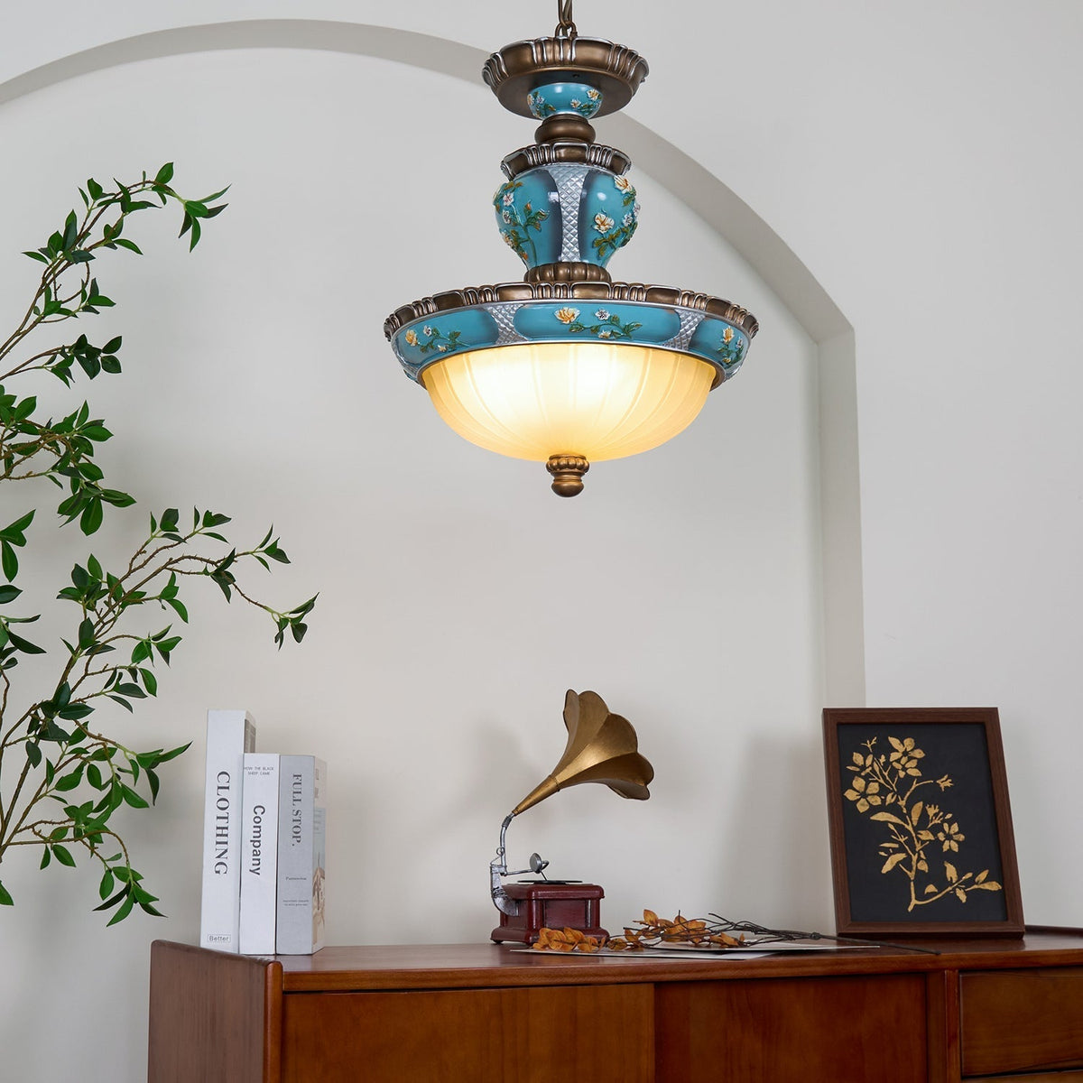 Candeeiro suspenso retro Galdo em resina