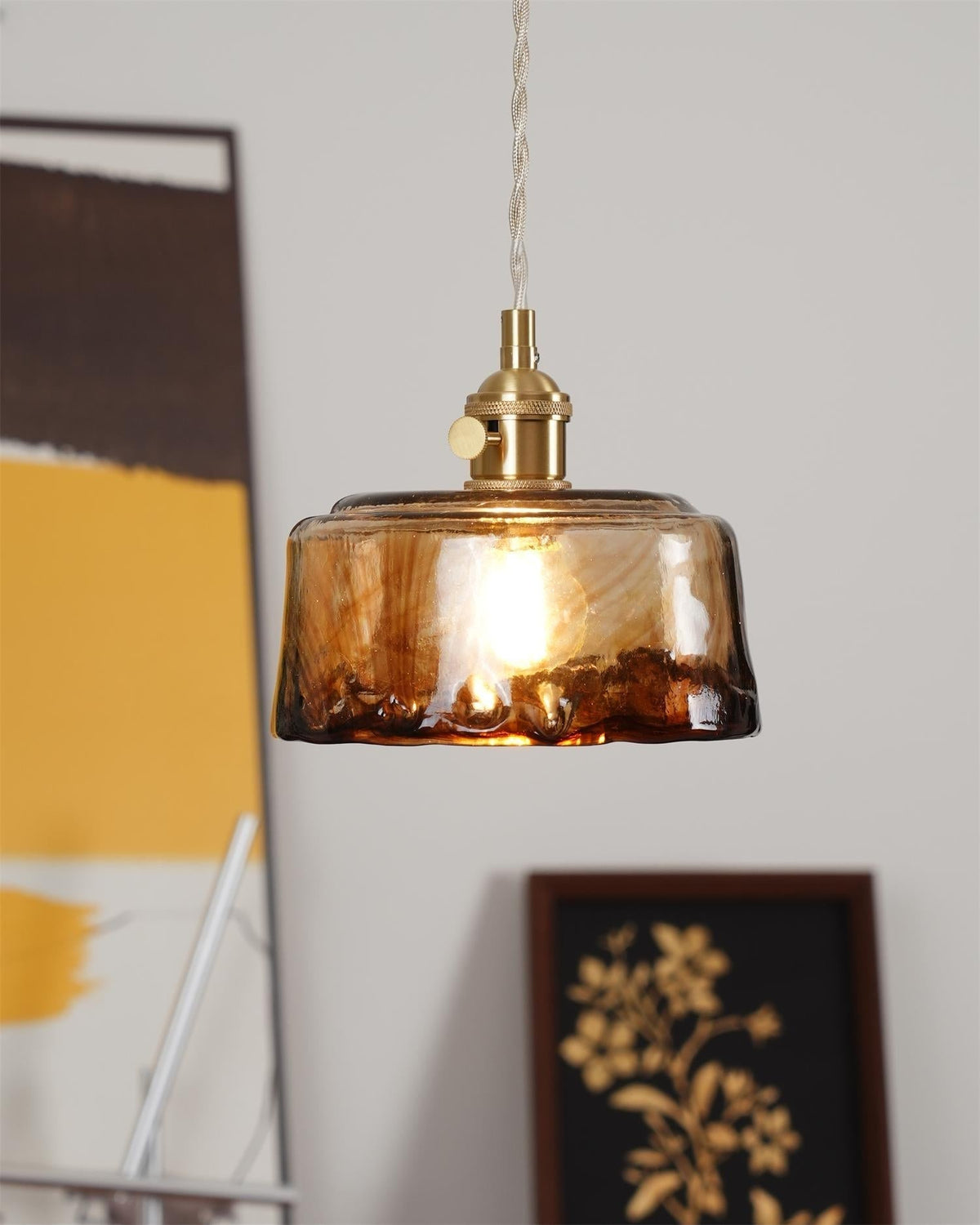 Velon-vintagependel i ravfarvet glas