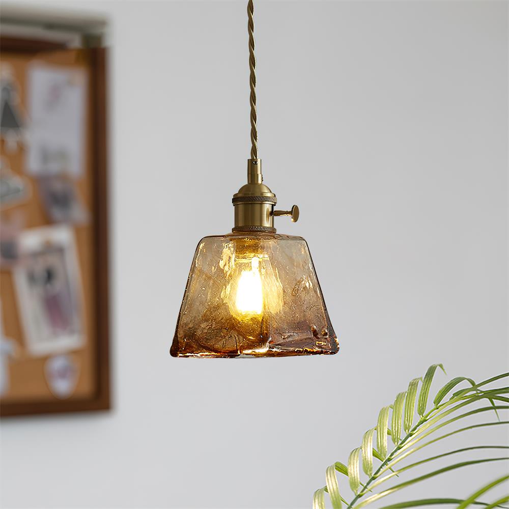 Velon-vintagependel i ravfarvet glas