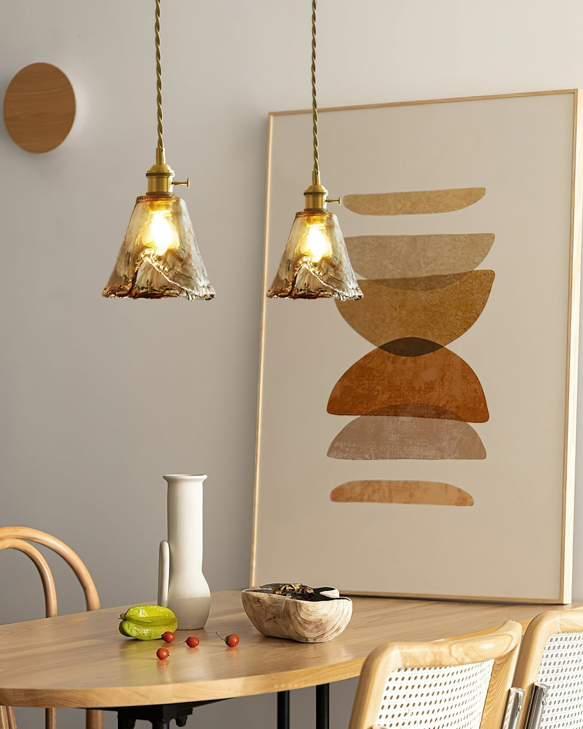 Velon-vintagependel i ravfarvet glas