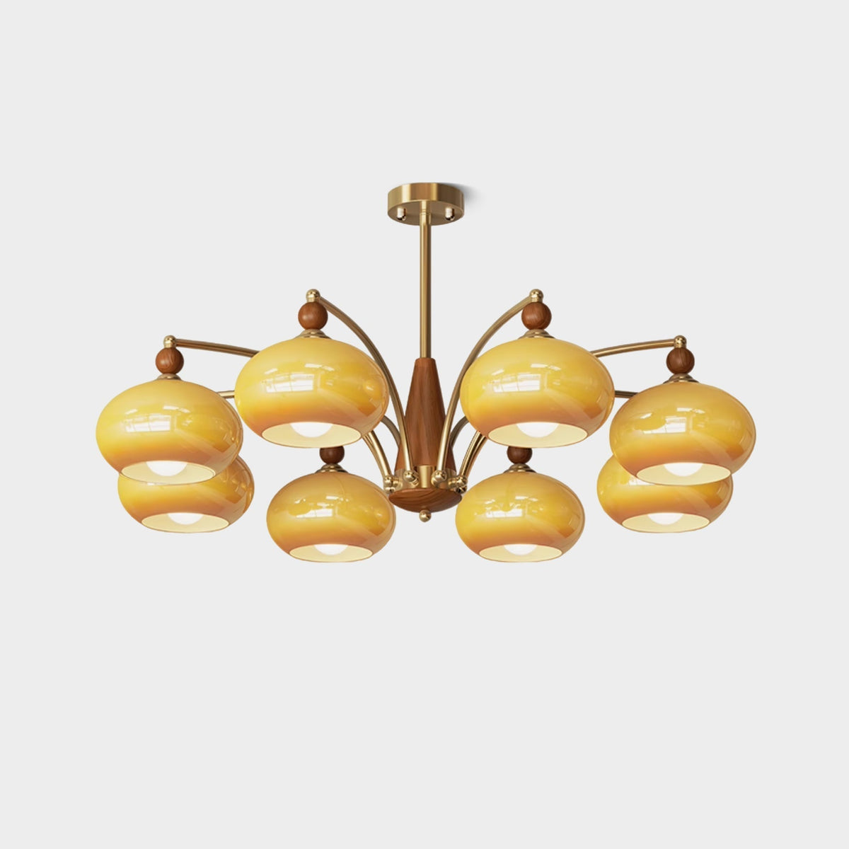 Candeeiro suspenso Vevely retro em vidro amarelo e latão