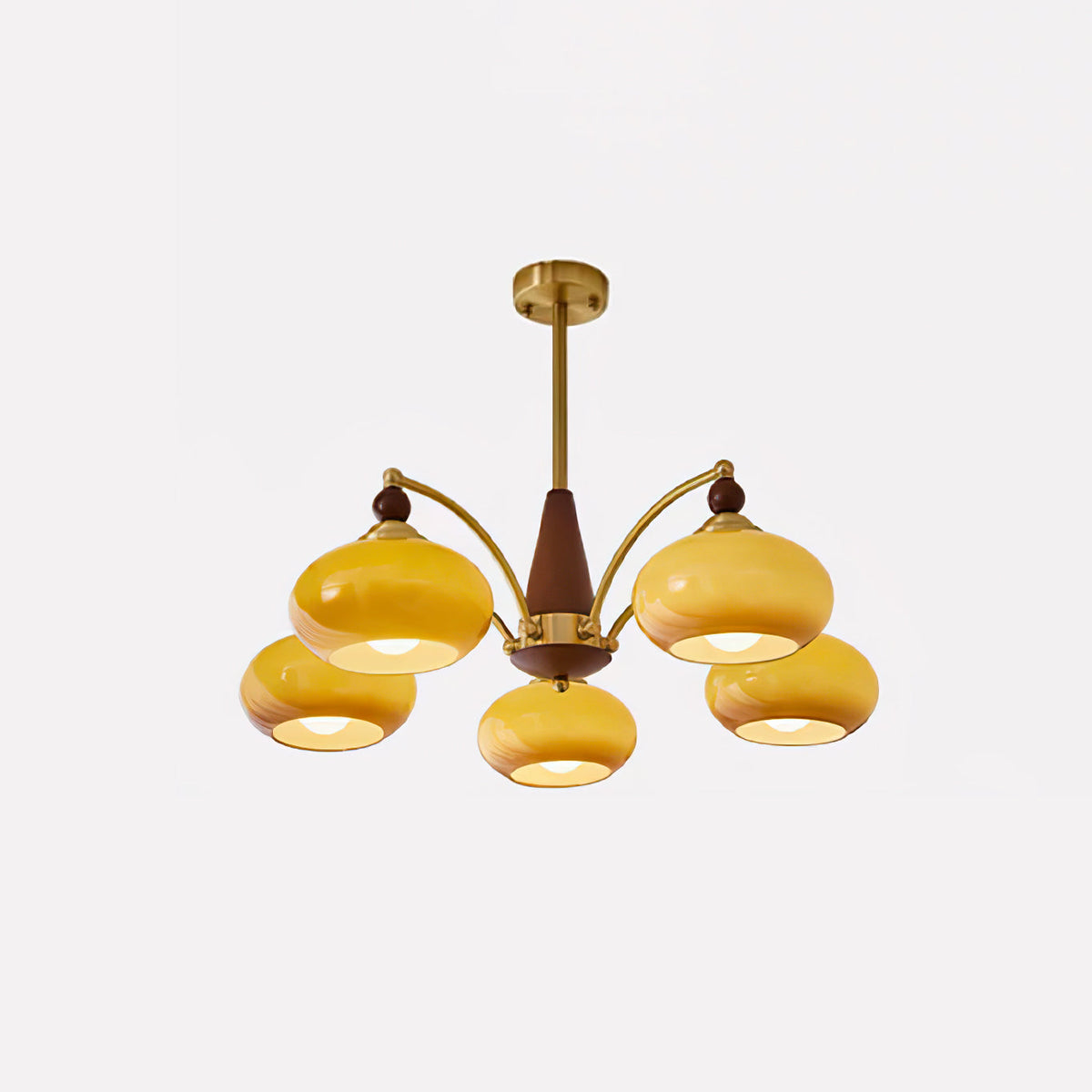 Candeeiro suspenso Vevely retro em vidro amarelo e latão