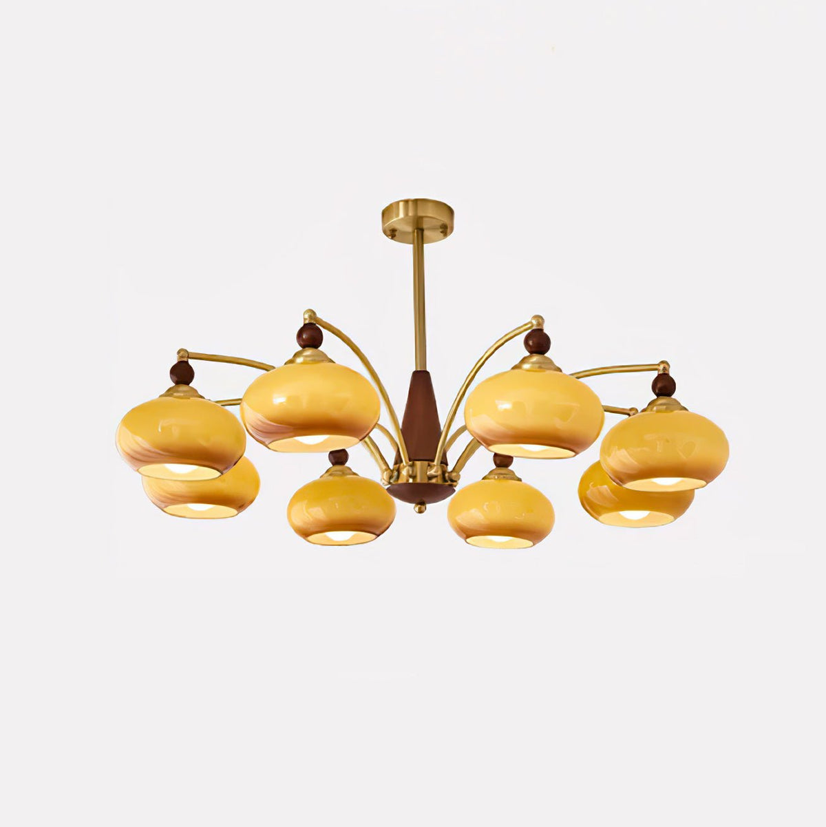 Candeeiro suspenso Vevely retro em vidro amarelo e latão