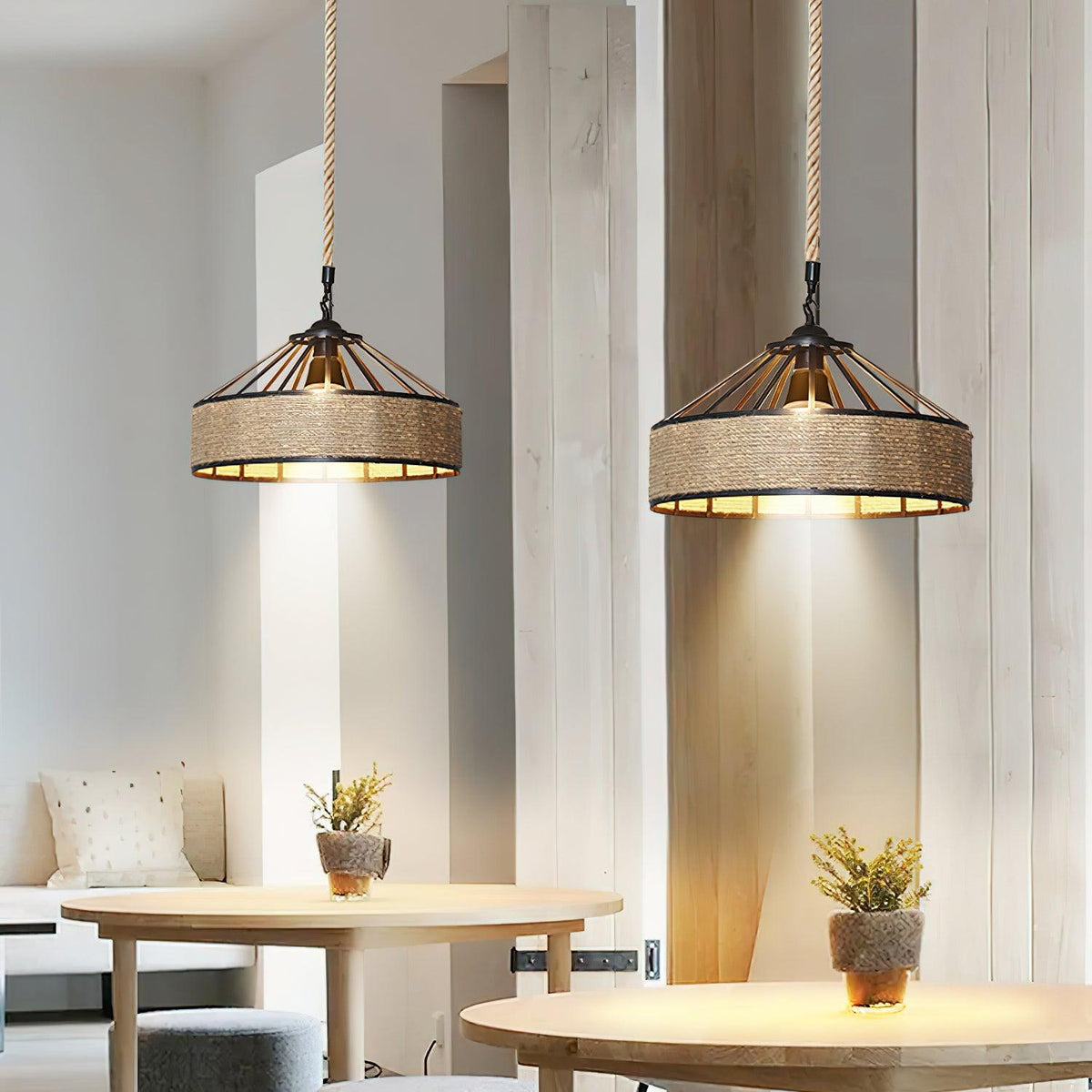 Candeeiro suspenso retro de corda de cânhamo requintado Yavmis