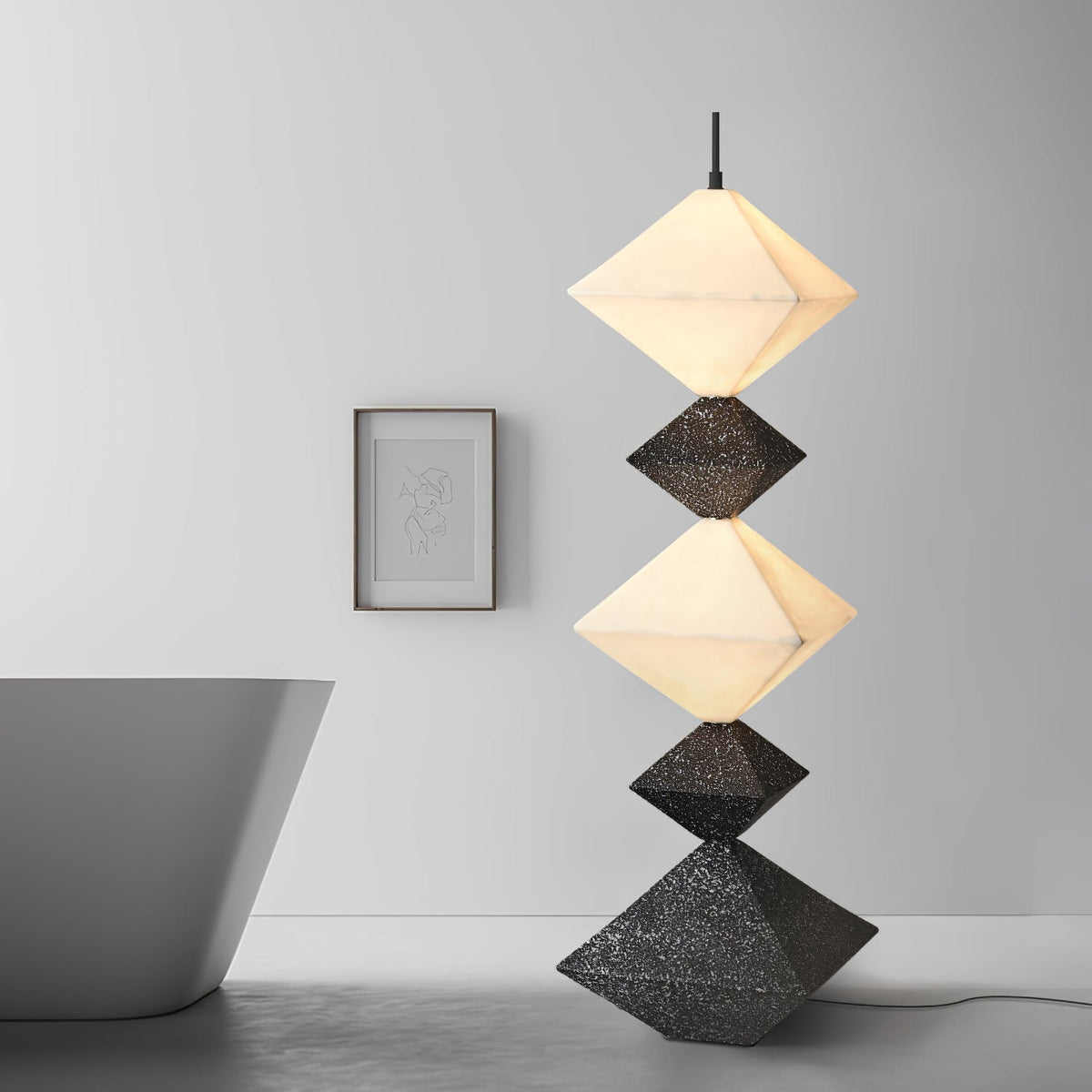 GeoGlow rombisk kubgolvlampa