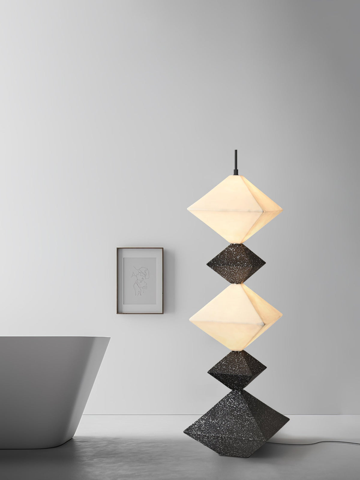 GeoGlow rombisk kubgolvlampa
