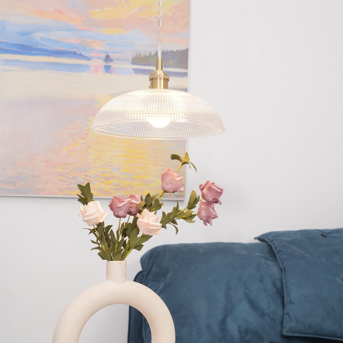 Crinel pendellampa i mässing och glas