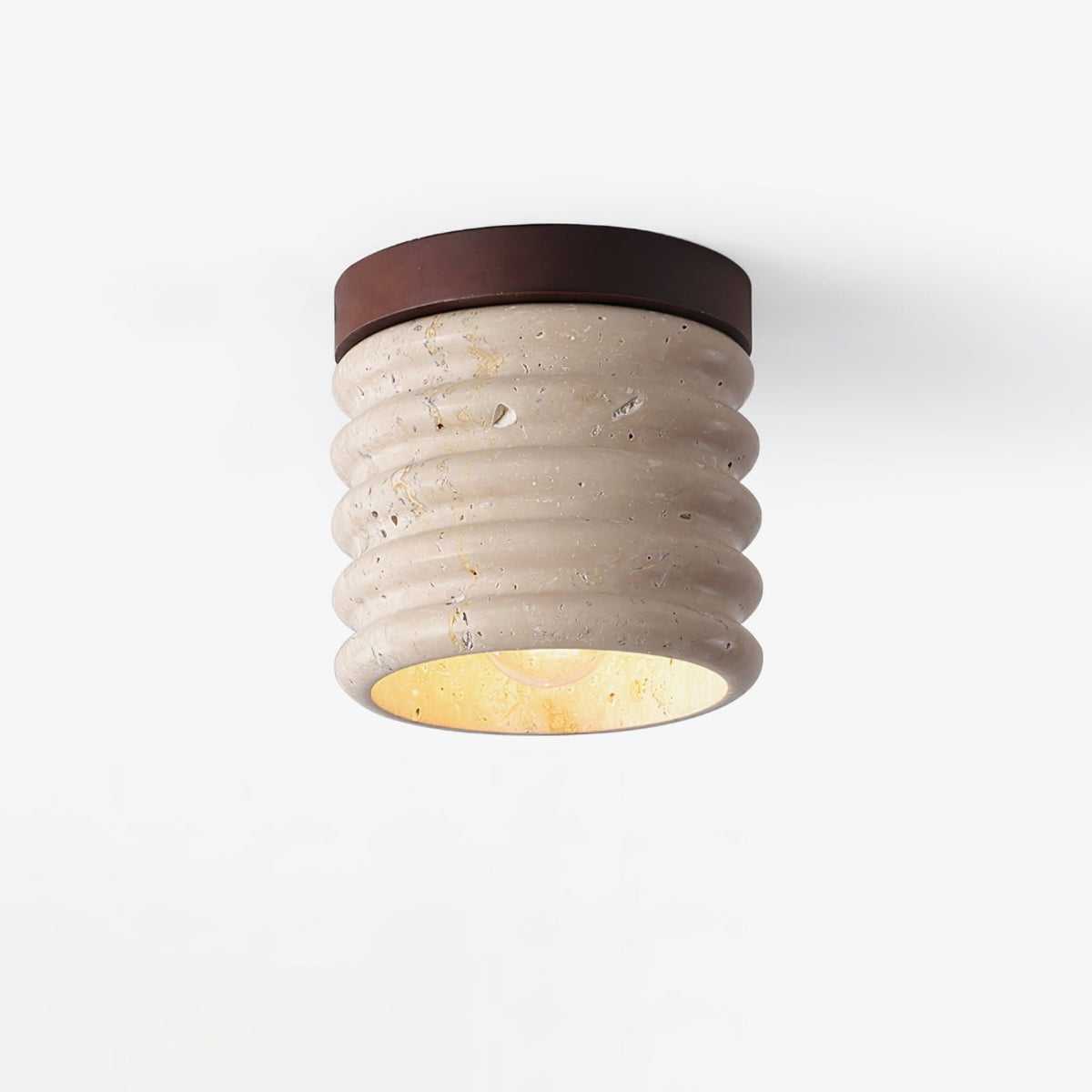 Vomaran cylindrisk loftslampe i rillet travertin