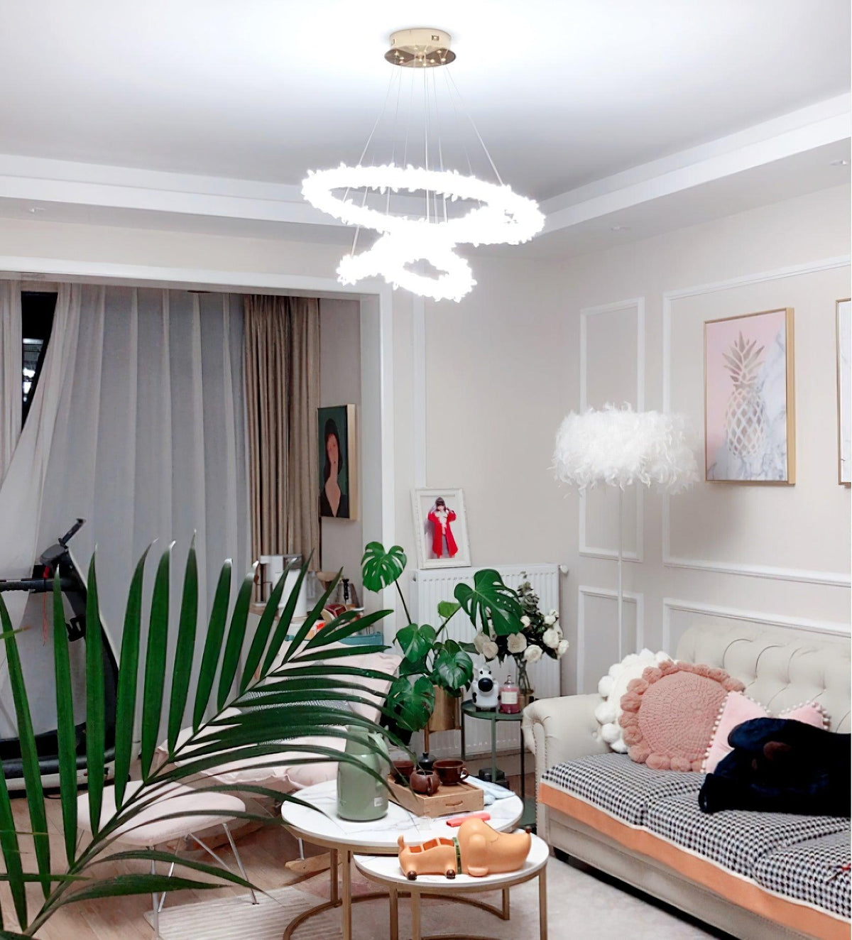 Candeeiro de teto Seleira com anel de cristal LED