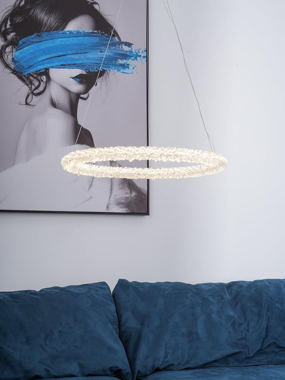 Candeeiro de teto Seleira com anel de cristal LED