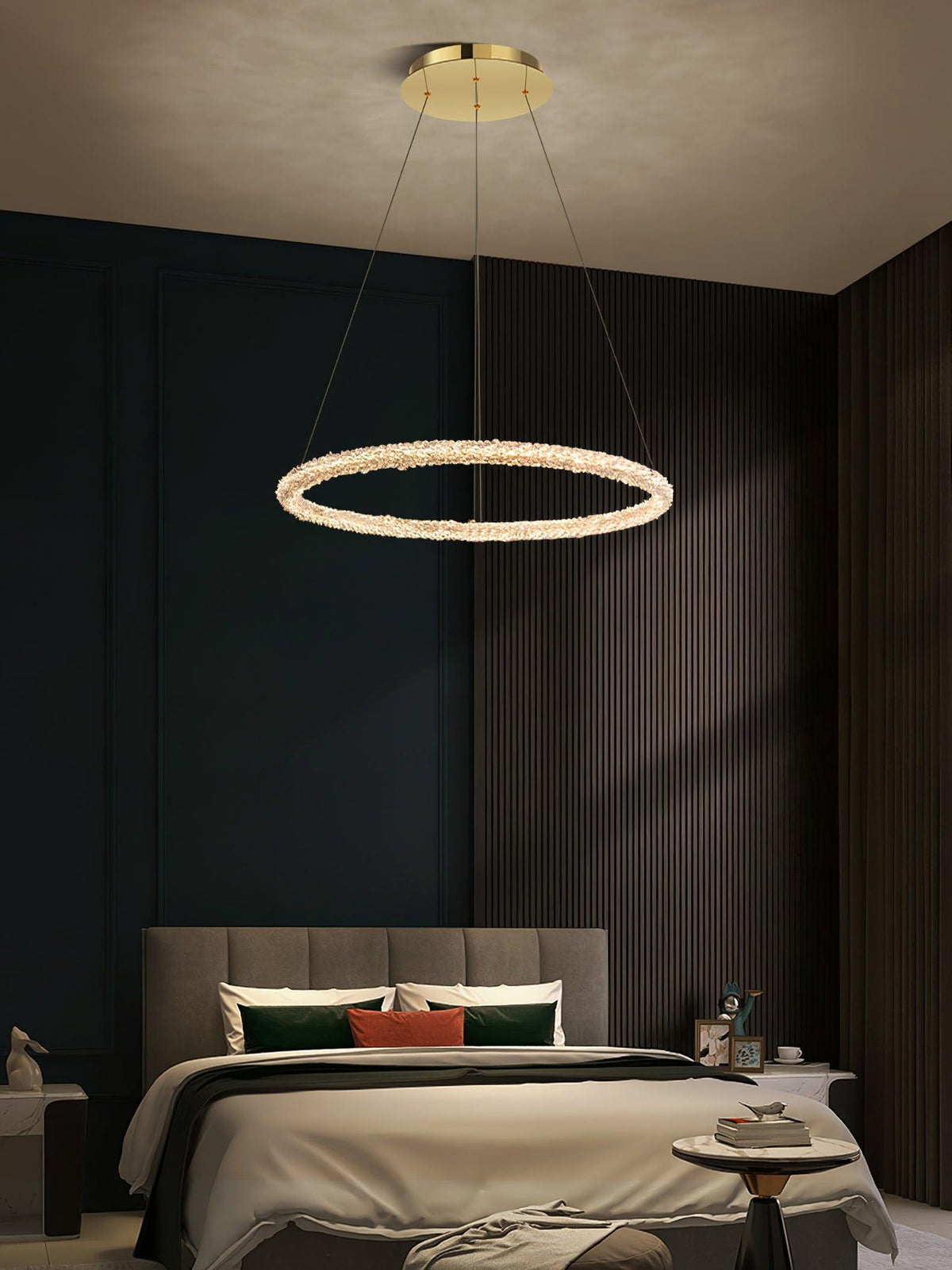 Candeeiro de teto Seleira com anel de cristal LED