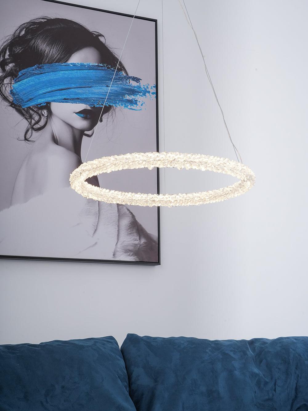 Candeeiro de teto Seleira com anel de cristal LED